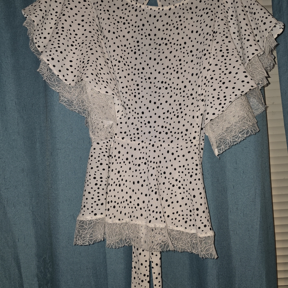 She + Sky Black and White Polka Dot Blouse